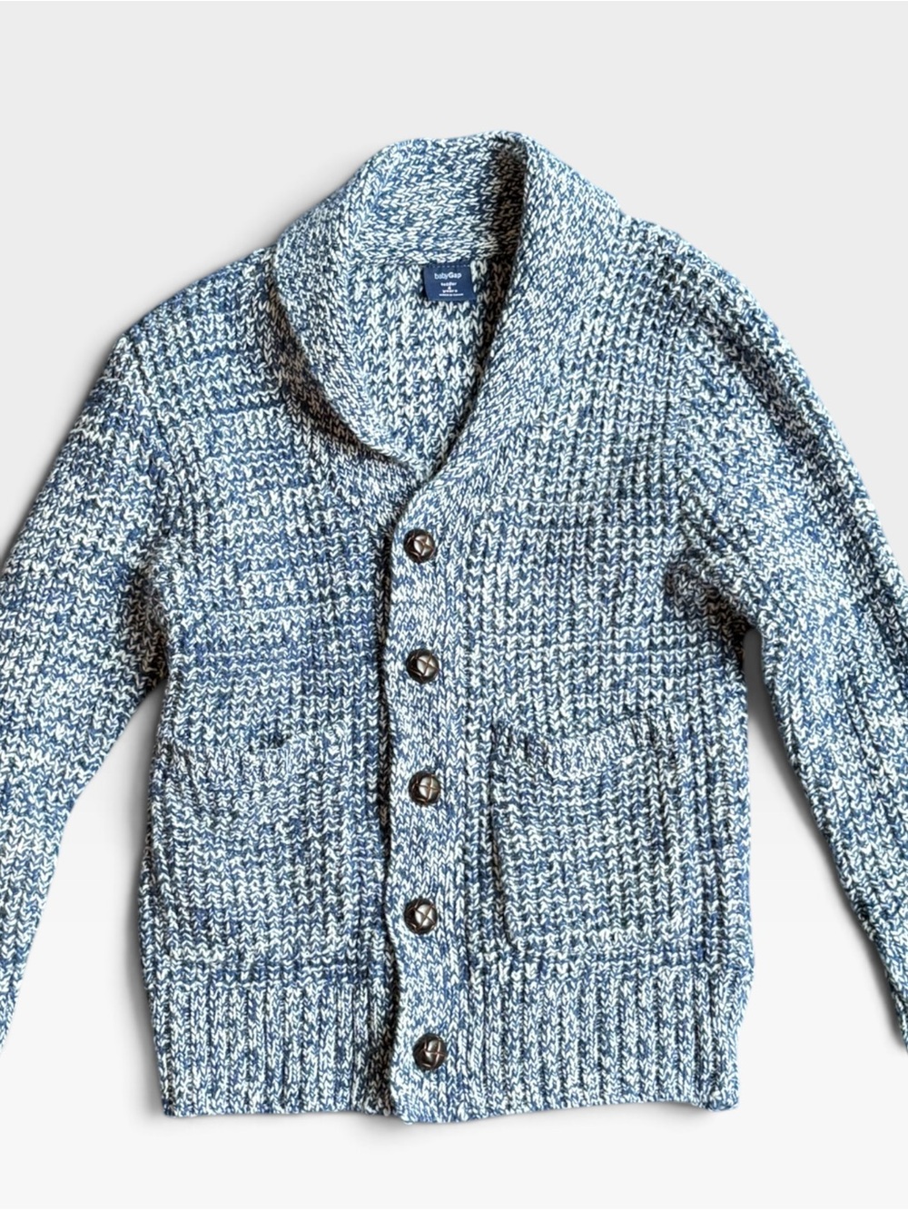 Baby Gap Boys Marled Blue Knit Shawl Collar Cardigan Size 4T